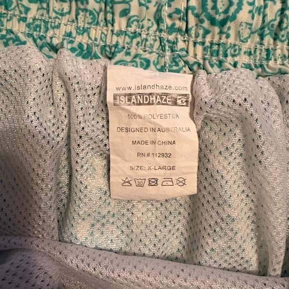 Islandhaze Men's Teal and White Swim Trunks - Picture 5 of 5